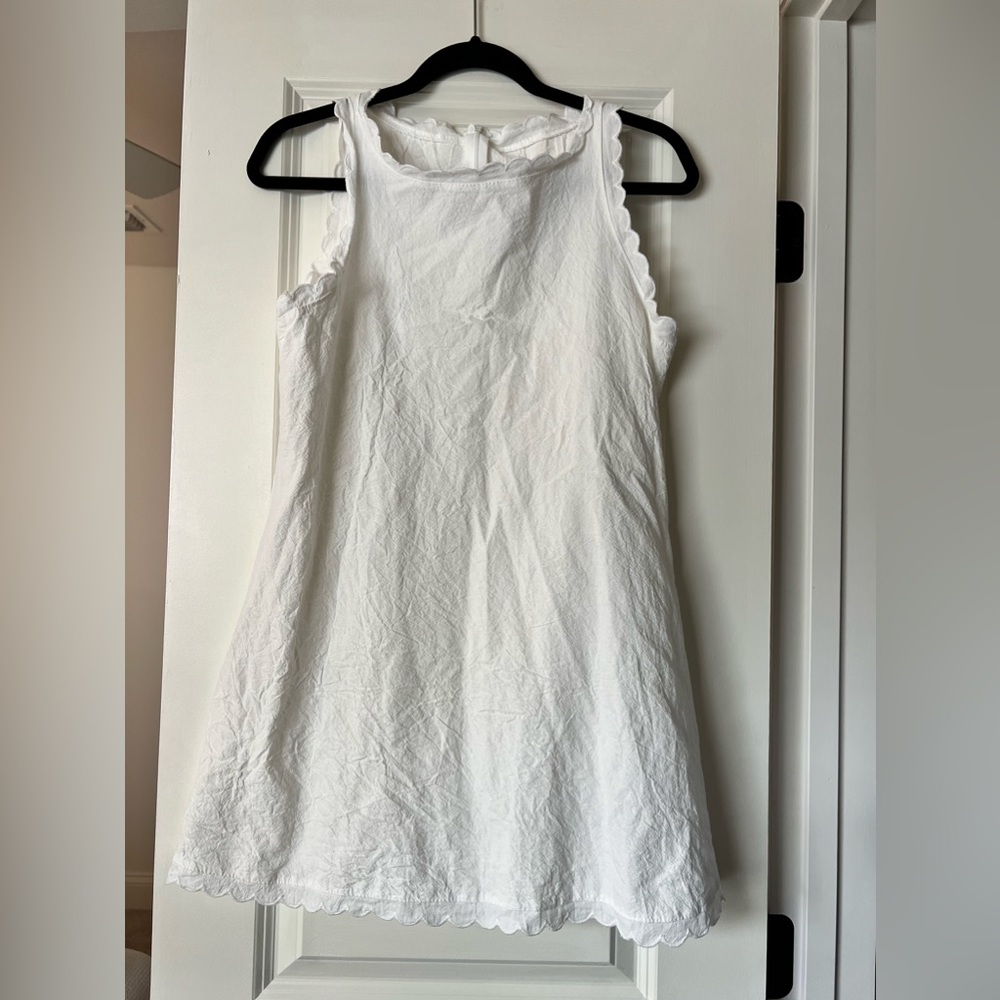 Mini Linen Dress With Scalloped Edges
